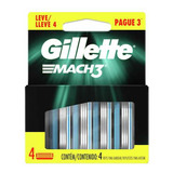 Carga para Barbear Gillette Mach3 4 Unidades